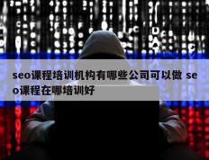 seo课程培训机构有哪些公司可以做 seo课程在哪培训好