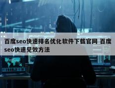 百度seo快速排名优化软件下载官网 百度seo快速见效方法