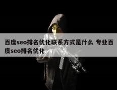 百度seo排名优化联系方式是什么 专业百度seo排名优化