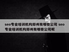 seo专业培训机构郑州有哪些公司 seo专业培训机构郑州有哪些公司呢