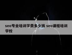 seo专业培训学费多少钱 seo课程培训学校