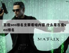百度seo排名主要看啥内容 什么是百度seo排名