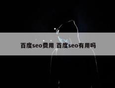 百度seo费用 百度seo有用吗