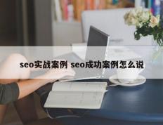 seo实战案例 seo成功案例怎么说