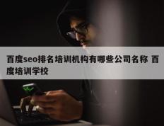 百度seo排名培训机构有哪些公司名称 百度培训学校