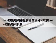 seo技能培训课程有哪些项目可以做 seo技能培训机构