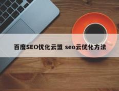 百度SEO优化云盟 seo云优化方法