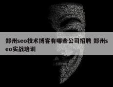 郑州seo技术博客有哪些公司招聘 郑州seo实战培训