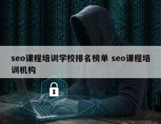 seo课程培训学校排名榜单 seo课程培训机构