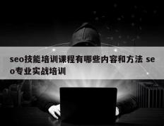 seo技能培训课程有哪些内容和方法 seo专业实战培训