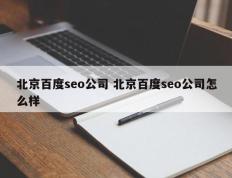 北京百度seo公司 北京百度seo公司怎么样