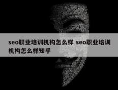 seo职业培训机构怎么样 seo职业培训机构怎么样知乎