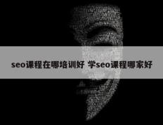 seo课程在哪培训好 学seo课程哪家好