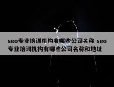 seo专业培训机构有哪些公司名称 seo专业培训机构有哪些公司名称和地址