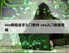 seo教程自学入门教材 seo入门教程视频