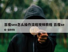 百度seo怎么操作流程视频教程 百度seo sem