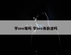 学seo难吗 学seo有前途吗