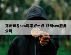 郑州知名seo哪家好一点 郑州seo服务公司