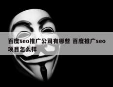 百度seo推广公司有哪些 百度推广seo项目怎么样