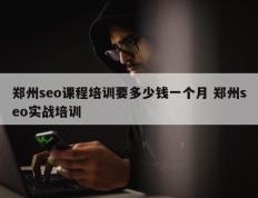 郑州seo课程培训要多少钱一个月 郑州seo实战培训