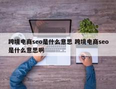 跨境电商seo是什么意思 跨境电商seo是什么意思啊