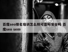 百度seo排名培训怎么样可靠吗安全吗 百度seo sem