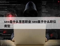 seo是什么意思职业 seo属于什么职位类型