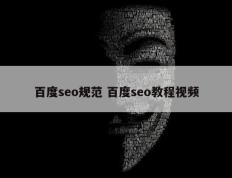 百度seo规范 百度seo教程视频