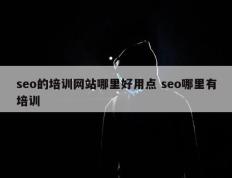 seo的培训网站哪里好用点 seo哪里有培训