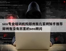 seo专业培训机构郑州有几家啊知乎推荐 郑州有没有厉害的seo顾问