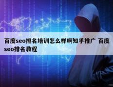 百度seo排名培训怎么样啊知乎推广 百度seo排名教程