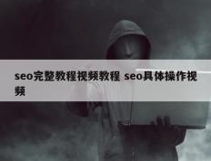 seo完整教程视频教程 seo具体操作视频