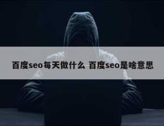 百度seo每天做什么 百度seo是啥意思