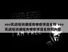seo实战培训课程有哪些项目名称 seo实战培训课程有哪些项目名称和内容