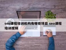 seo课程培训机构有哪些项目 seo课程培训视频