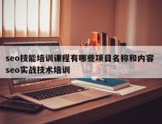 seo技能培训课程有哪些项目名称和内容 seo实战技术培训