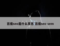 百度seo是什么意思 百度seo sem