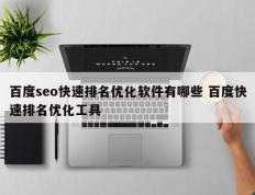 百度seo快速排名优化软件有哪些 百度快速排名优化工具