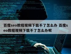 百度seo教程视频下载不了怎么办 百度seo教程视频下载不了怎么办呢