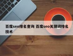 百度seo排名查询 百度seo关键词排名技术