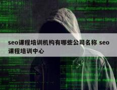 seo课程培训机构有哪些公司名称 seo课程培训中心