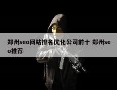 郑州seo网站排名优化公司前十 郑州seo推荐