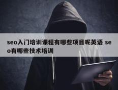 seo入门培训课程有哪些项目呢英语 seo有哪些技术培训