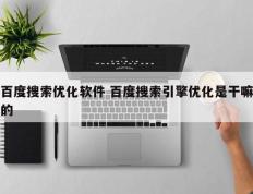 百度搜索优化软件 百度搜索引擎优化是干嘛的