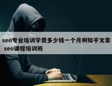 seo专业培训学费多少钱一个月啊知乎文章 seo课程培训班