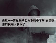 百度seo教程视频怎么下载不了呢 百度搜索的视频下载不了