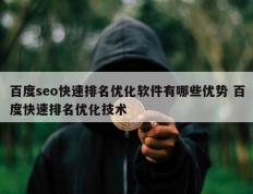 百度seo快速排名优化软件有哪些优势 百度快速排名优化技术