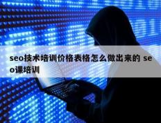 seo技术培训价格表格怎么做出来的 seo课培训