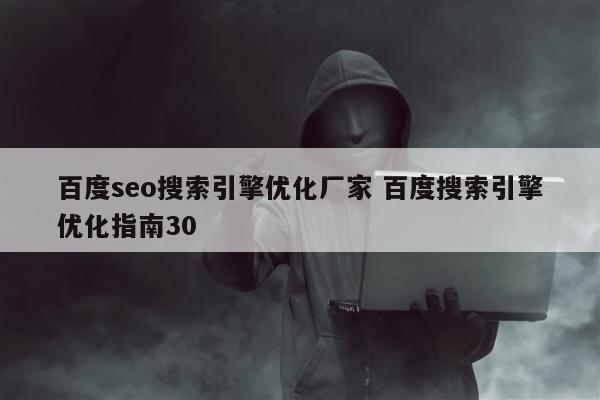 百度seo搜索引擎优化厂家 百度搜索引擎优化指南30