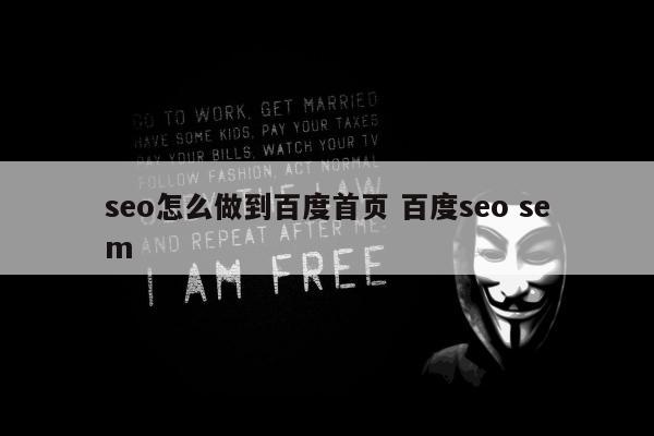 seo怎么做到百度首页 百度seo sem